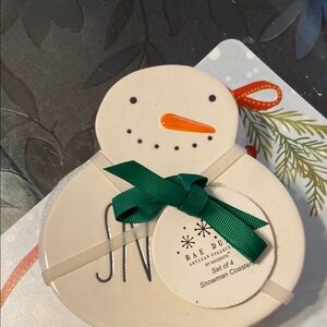 🎄 NWT Rae Dunn White Snowman coasters